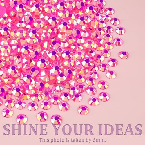 Resin Jelly Rhinestones for Crafting with B7000 Jewelry Glue, 2 Boxes Hot Pink AB Flatback Crystals with 2Pcs 10ml Glue, Bedazzling Non Hotfix Gems for DIY Tumblers Clothing Shoes Manicure