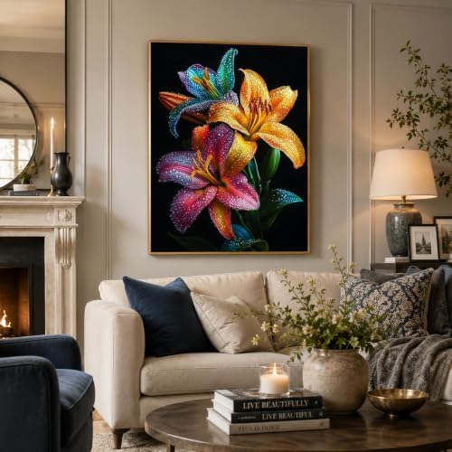 DOTSTART Flower Diamond Art Kits for Adults, Full Drill Round Gem Painting