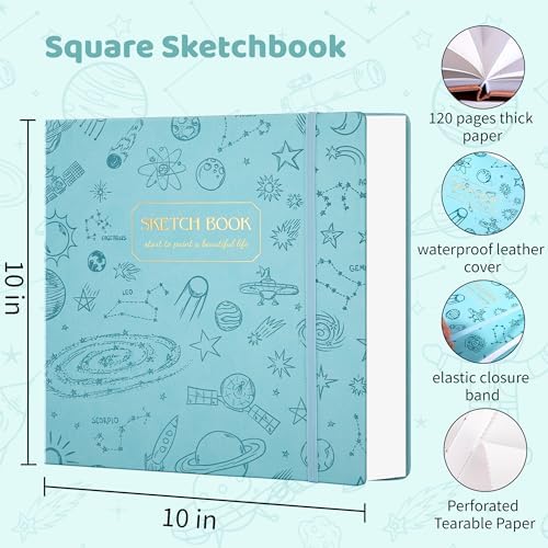 FLYING EAGLE Sketch Book, Square Hardcover Sketchbook for Kids,10x10, Blue