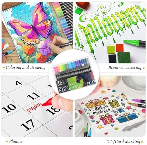 3Pcs Adult Coloring Book for Women Relaxation with 36 Dual Tip Color Marker