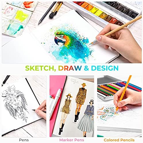 Ohuhu 10"x7" Mix Media Pad Art Sketchbook 78 Sheets for Painting Drawing | Large Sketch Book - 120 LB/200 GSM Heavyweight Paper - Hardcover Mixed Media Sketch Pad for Watercolor Acrylic Christmas Gift