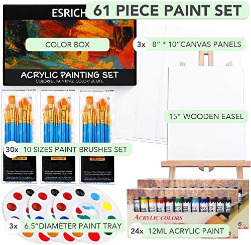 ESRICH Acrylic Paint Set,Painting Supplies with 2 PCS of 12 Paint