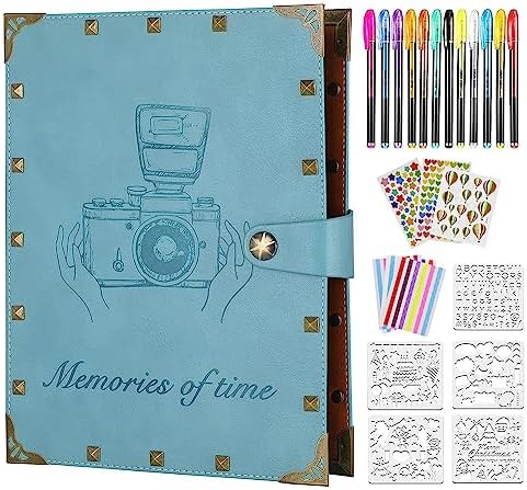 ZEEYUAN Leather Scrapbook Album 60 Pages Love Memory Photo Book Album 8.5x11 inch, Scrapbooking Supplies Kits for Couples Anniversary Vintage Travelling Scrapbook Family Scrap Book