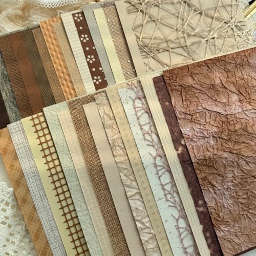 30 Sheets A5 Earthy Browns Textured Scrapbook Paper & Mesh Fabric