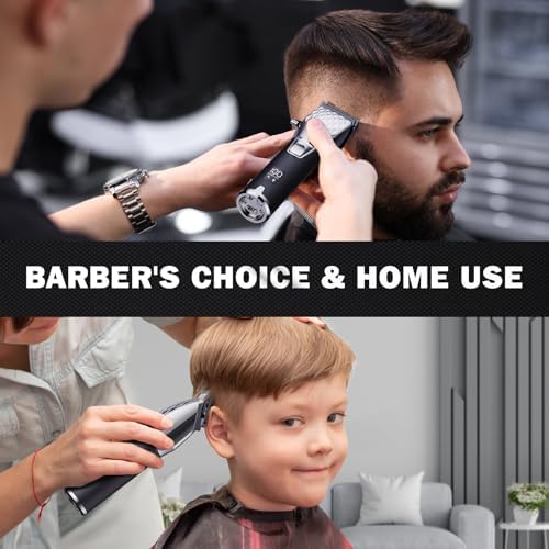 FADEKING Professional Hair Clippers for Men, Cordless Barber Clippers with LED Display, Rechargeable Hair Cutting Kit for Fade & Taper, Fathers Day Gift for Dad Men Husband (Silver+Black)