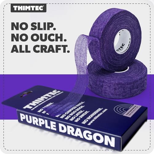 THIMTEC - The Original Thimble Tape for Hand Sewing - Fully Adjustable Nail & Finger Protector - A Smarter Alternative to Classic Knitting Thimbles - Purple 2-Pack