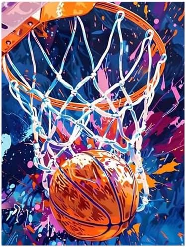 Basketball Diamond Art Kits for Adults, Diamond Painting Kits 12x16 Inch | Diamond Painting Kits for Adults Beginners, Gem Art, 5D Full Drill, DIY Arts and Crafts for Gift Home or Decor