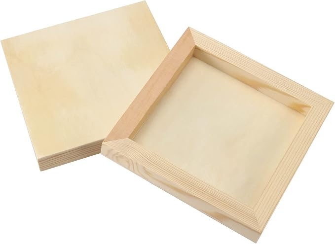 JOIKIT 14 Pack 6 x 6 x 0.78 Inch Wood Canvas Panels, Wooden Canvas Board Unfinished Square Wood Cradled Painting Panel Boards, Artist Wooden Canvases for Burning, Pouring, String Art, Crafts