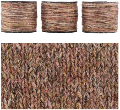 Artisanal Yarn Collection Multifiber Fancy Yarn for Knitting Crocheting Crafts DIY, Set of 3 Rolls(106 Vintage Dream in Pink & Gold)