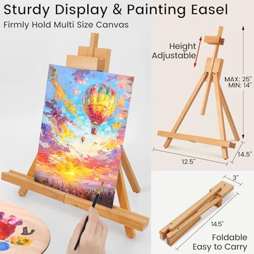 ARTALLY Acrylic Paint Set for Adults & Kids, 67 Pcs Canvas Painting Kits, 32 Colors Acrylic Paint (22ML),Table Easel,Brushes,Canvas, Art Painting Supplies Kit for Students,Artists,Beginners