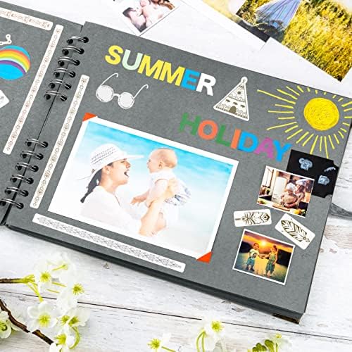 Bstorify Square Scrapbook Photo Albums 50 Pages (11 x 8.5 Inch) Grey | Hardcover with Thick 200 GSM Kraft Paper, Ideal for Your Scrapbooking Albums, Art & Craft Projects (Grey, 11 x 8.5 Inch)