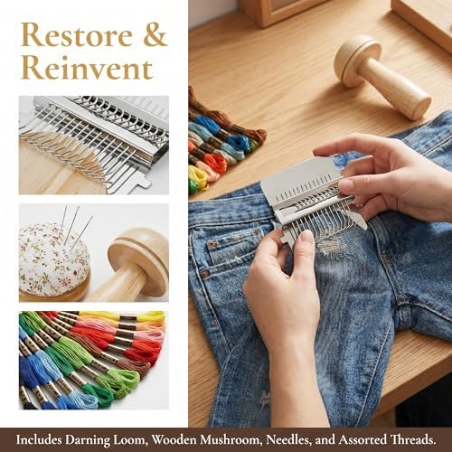 Mini Darning Loom,Handcraft DIY Weaving Repair Darning Kit for Beginner