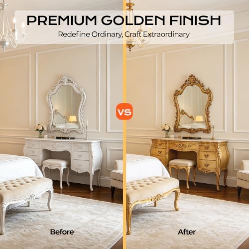 Gold Paint, 17.6 Floz Metallic Liquid Gold Leaf Paint Shiny Acrylic Coating