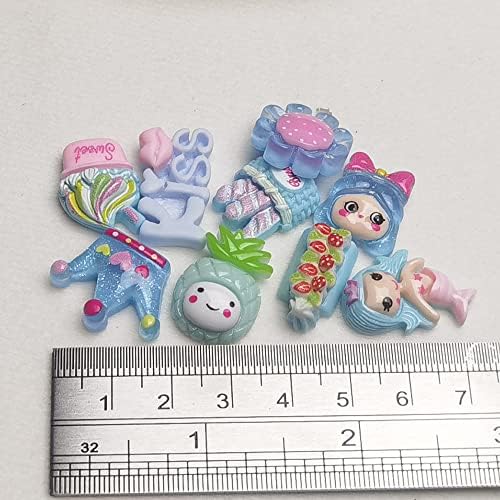 LibiIine 100pcs Mix Lots Flatback Resin Buttons Flat Back Scrapbooking Resin Flatback Craft (Blue)