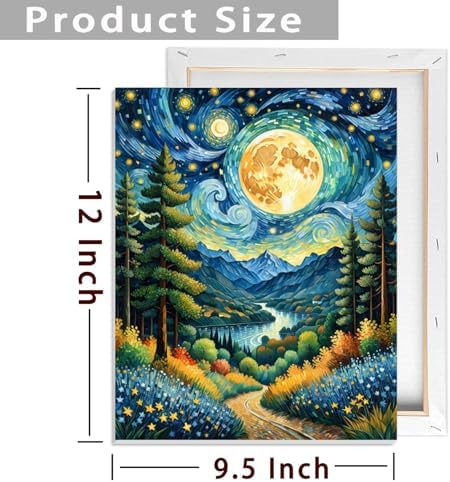 ldazao Moon Framed Paint by Numbers Kit for Adults Beginner Forest Adult Paint by Number Artist Kits with Frame for Gift Home Wall Decor 9.5x12 Inch