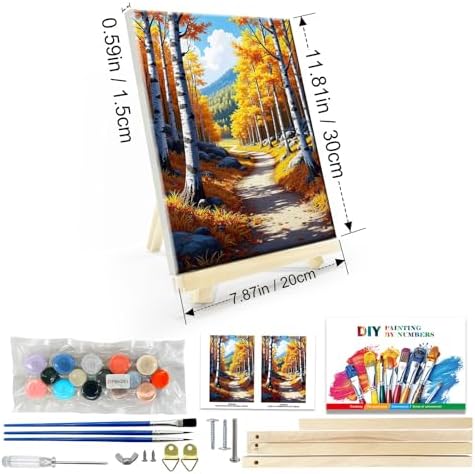 JOOZ Framed Paint by Numbers Kit for Adults, Fall Landscape, 8x12 Inch
