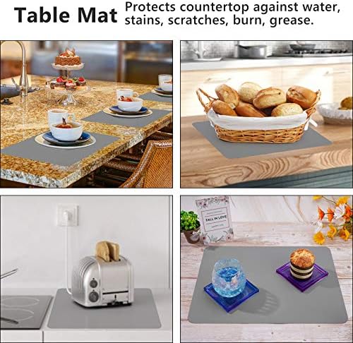 Gartful 3PCS Silicone Sheet for Crafts, Epoxy Resin, Jewelry Casting Molds, Multi-Purpose Counter Pad, Placemat Table Mat, Desk Protector, Nonskid Nonstick, Dark Grey (15.7x11.8 inches)