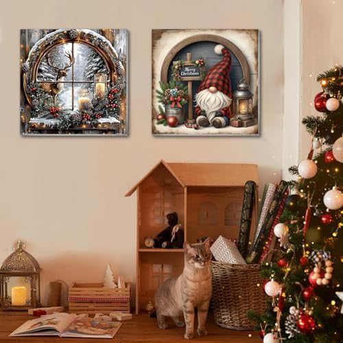 VIGEGU 4 Pack Christmas Paint by Numbers Kit for Adults with Framed
