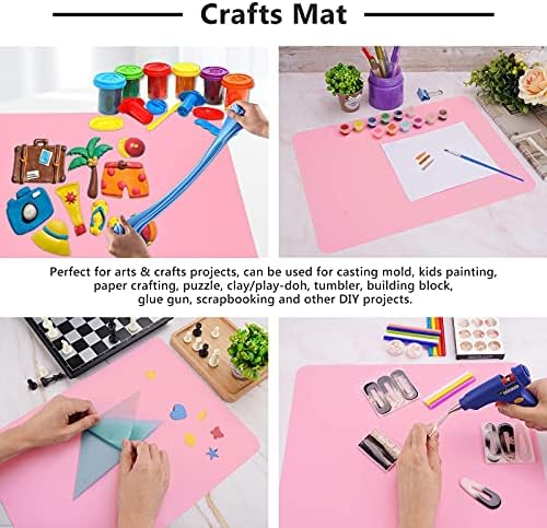 Gartful 3 PCS Nail Mats, Silicone Mat for Crafts, Arts, Jewelry Resin Casting Mold, Epoxy Resin, Coloring, Gluing, Painting, Desktop Countertop Protector Sheet, Placemat Table Pad, Pink (15.7"x11.8")