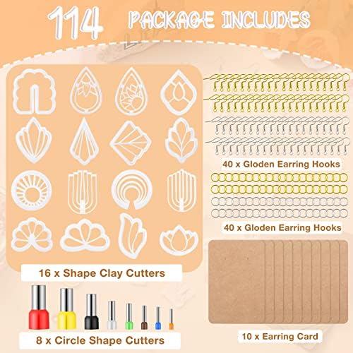 Kajaia 114 Pcs Polymer Clay Earring Cutters Bohemian Flowers Leaf Polymer Clay Earring Cutters Set Jewelry Making Supplies for Women Craft DIY