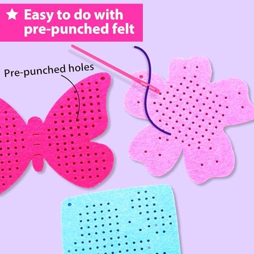 KRAFUN Butterfly & Flower Cross Stitch Kit for Kids Age 5+