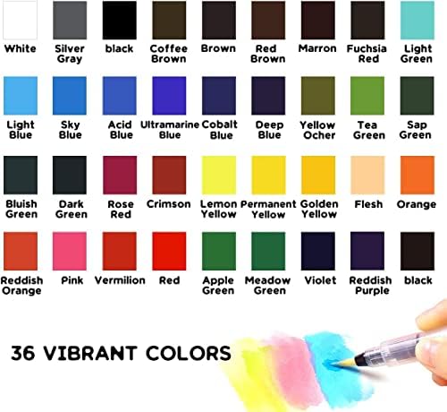 36 Colors Solid Watercolor Paint Set with Refillable Water Brush