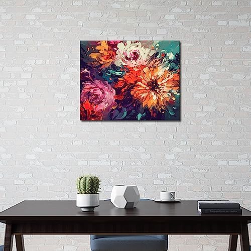 TUMOVO Paint by Number, Flowers Paint by Numbers for Adults Beginner, Chrysanthemum Oil Painting by Numbers on Canvas, Modern Painting Kit with Brushes and Pigment, 16x20 Inch