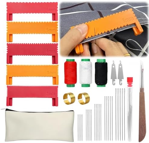 Clip-On Sewing Ruler Set, 2/3/4/5/6mm Stitch Guide Sewing Gauge for Straight Edge Stitching, Hemming & Quilting, 40 PCS Sewing Accessories for Fabric Crafts and DIY Sewing