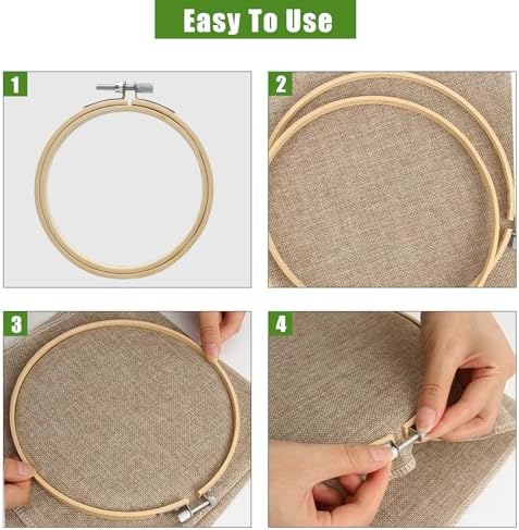 Biaungdo 6 Pcs Embroidery Hoops Set, Round Wood, 3/4/5/6/7/8 Inch