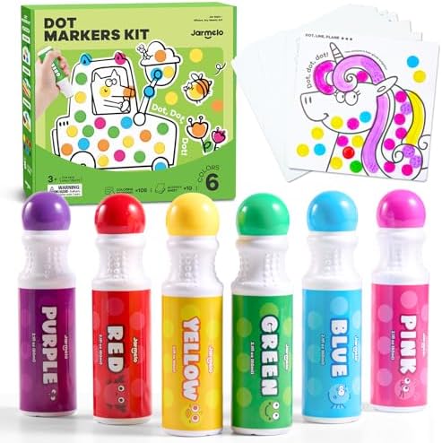 Jar Melo Washable Dot Markers for Toddlers, 6 Colors, Large 60ML