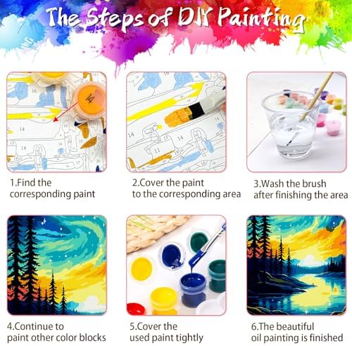 ZTOTZ Paint by Number Kits for Adults Aurora, Starry Night Paint by Numbers Christmas Gift Canvas,Moonight Paint by The Numbers for Adults for Decor