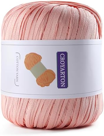 Raffia Ribbon Yarn for Crochet, Pink Cotton Yarn for Crocheting Beach Hat