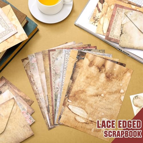 TaoBary 160 Pcs Lace Edged Scrapbook Stationery Paper and Envelopes Set