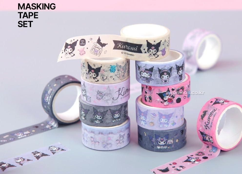 Generic Cute Masking Tape, Washi Tape Set, 8 Pack, 0.6 Inch Wide (Purple)