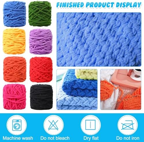 Buryeah 8 Pack Chunky Chenille Yarn for Crocheting, Spring Colors