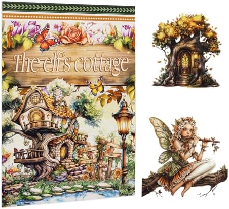 Dizdkizd Pre-Cut Cottage Core Sticker for Journaling, Elf Fairy PET and Paper Materials Vintage Ephemera Collage Book, Cute Bullet Journal Decals Scrapbook Supplies