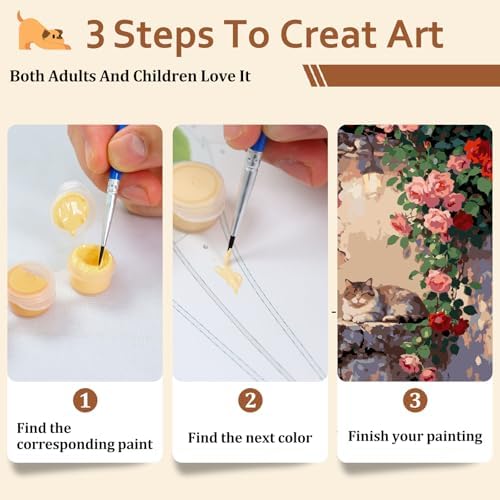 Reivworl Cat Paint by Numbers Kits for Adults, Cat Paint by Number for Adult, Painting by Number Kits for Gifts and Wall Decor 16x20Inch
