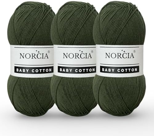 Baby Cotton, 55% Cotton 45% Acrylic Yarn, Fine/Sport (2) for Crochet and Knitting, Soft Amigurumi Yarn, 100 gr (361 yds)