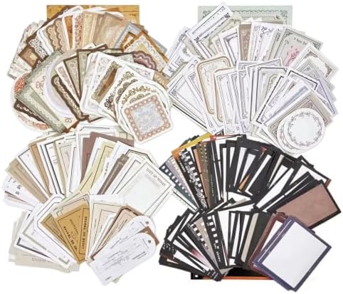 Alideco 400pcs Scrapbook Paper Vintage Lace Film Border Scrapbooking Paper for Journaling Supplies, Decorative Craft Paper for Junk Journals (huiyixuzhang)