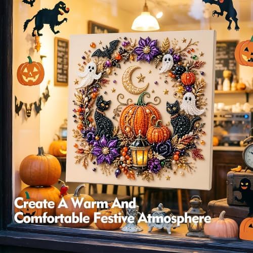 TLM Halloween Ghost Pearl Art DIY Kit, Spooky Cute 3D Diamond Painting Crafts for Adults, DIY Fall Home Decor Wall Art, Beginner DIY Seasonal Party Gift (Halloween Witch)