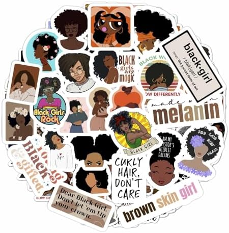 100Pcs Black Girl Stickers for Planners and Journals - Black Girl Magic Gifts, Women Vision Board Laptop Decals, Gifts for Women & Men