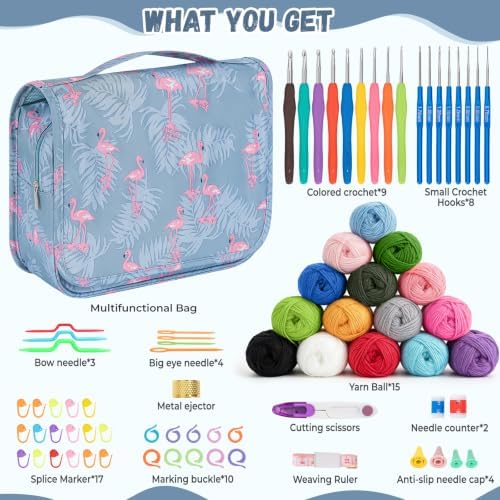 GMAK Crochet Kit for Beginners Adults, All in One Crochet Set Include Yarns
