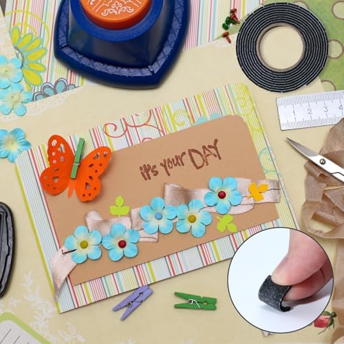 168 PCS Foam Tape Craft Double Sided Precut 3/4 X 1/2 Inch 3D Adhesive Foam Squares Self Adhesive Dots Black for Halloween Christmas DIY Crafts Art Sewing Supplies (1 Tape, Black)