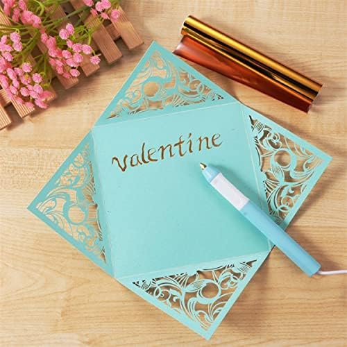 Heat Foil Pen and 15cmX3mGlimmer Heat Activated Foil Roll Sets for Card Making Scrapbooking Tool Kits 2.5mm Bold Tip Heating Hot Stamping Pen Scrapbooking Drawing Pen with USB Cable DC5V Crafting Tool