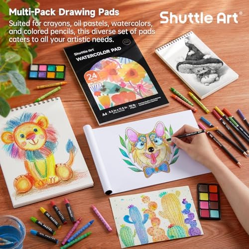 Shuttle Art 149 Piece Deluxe Art Set, Art Supplies in Wooden Case, Painting Drawing Art Kit with Crayons Colored Pencils Oil Pastels Coloring Book Sketch Pad for Kids Adults