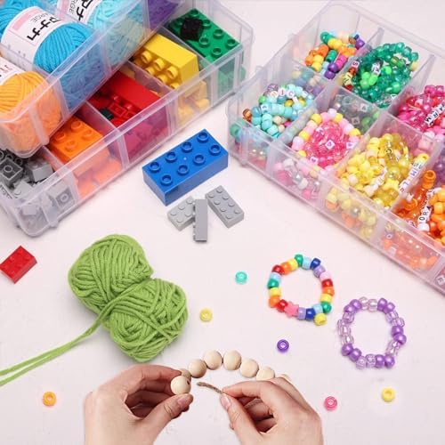 Bead Organizer 3 Tier 30 grid Stackable Craft Tackle Storage Container | Stackable 3-Tier Design, 30 Compartments, for Beads Washi Tape Toys Jewelry Beauty and Sewing Supplies