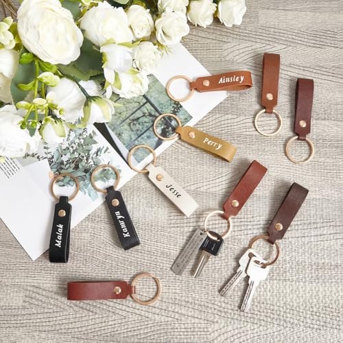 Wavyknot 100 Pcs Leather Keychain Blanks, 3.7 x 0.7 Inches, Colorful