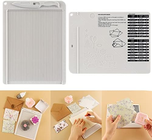 Briartw Craft Mini Scoring Board & Bone Folder Set Score and Fold Tool Multi-Purpose Score Board Envelope Maker Scrapbooking Embossing Craft Tool for Card Making,Measurement Including Cm and Inch