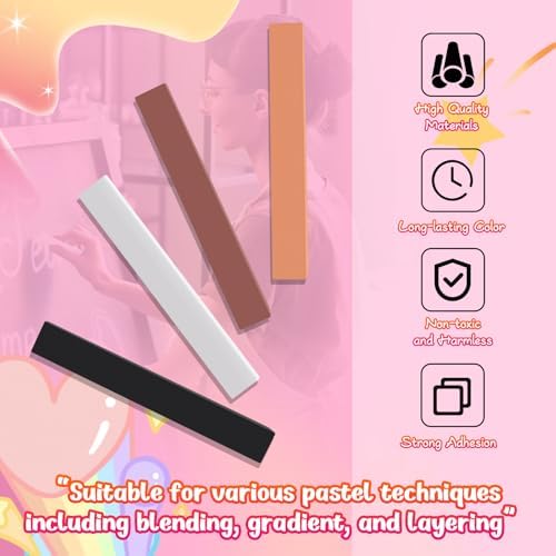 Watersay 48 Pcs Soft Chalk Pastels Set Soft Pastel for Artists Square Sketch Chalk Non-toxic Artist Pastel Sticks for Professional Artists Students and Art Lovers(Sketching Colors,60×8×8mm)