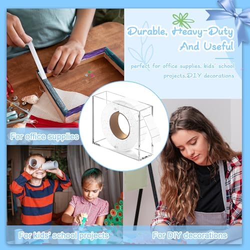 Double Sided Foam Tape Squares 0.75 X 0.5 Pre Cut Foam Adhesive Squares Roll with Acrylic Storage Box 3D Foam Tape for Crafts Arts Sewing DIY Office Supplies (Tape+Box, White)